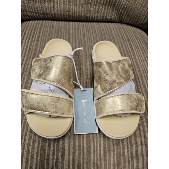Waco Shoe Company Revitalign Kholo Nuevo Sandals Gold 9 Wide - Picture 1 of 12